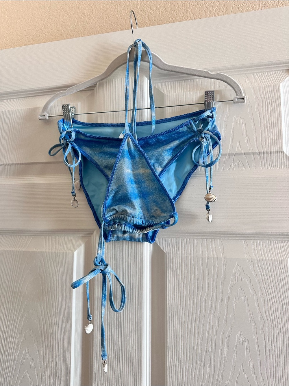 BECCA Blue Tie-Dye Triangle String Bikini Top & Bottom Set